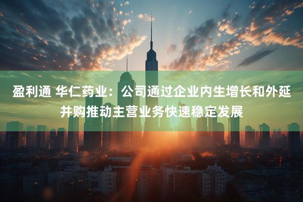 盈利通 华仁药业：公司通过企业内生增长和外延并购推动主营业务快速稳定发展